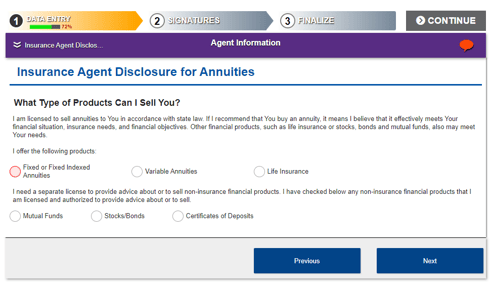 Select all products an agent offers as well as non-insurance financial products an agent is authorized to sell