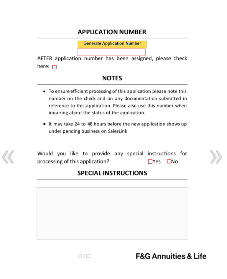 Application number generation screen