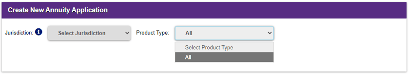 Product type dropdown cannot be specified without jurisdiction selected