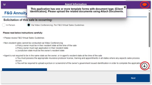 Pop-ups may appear detailing conditional fields that appear as the form is filled out