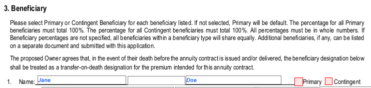 Application with fields filled in or highlighted in red to indicate missing information